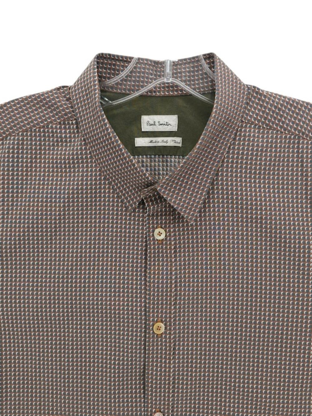 PAUL SMITH Long Sleeve Dress Shirt Geometric Dot Pattern MADE IN ITALY Size 17
